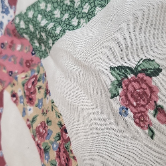 Vintage Calico Double Wedding Ring quilted Pillowcase sham - Picture 3 of 4